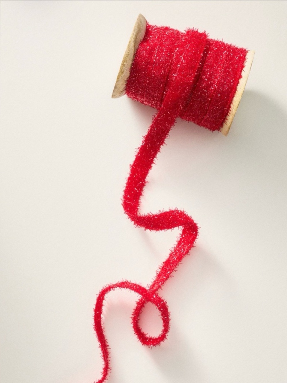 Anthropologie Make It Merry Red Eyelash Gift Wrap Ribbon New